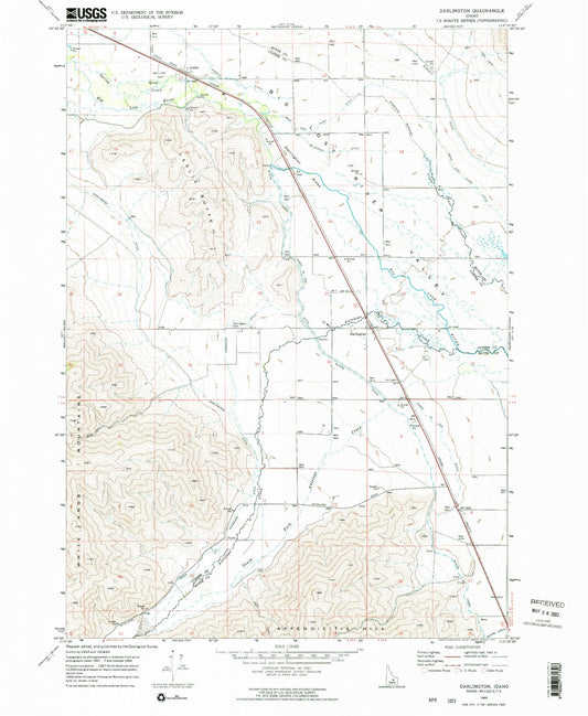 Classic USGS Darlington Idaho 7.5'x7.5' Topo Map Image