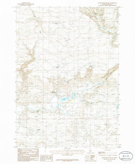 Classic USGS Davis Mountain SW Idaho 7.5'x7.5' Topo Map Image