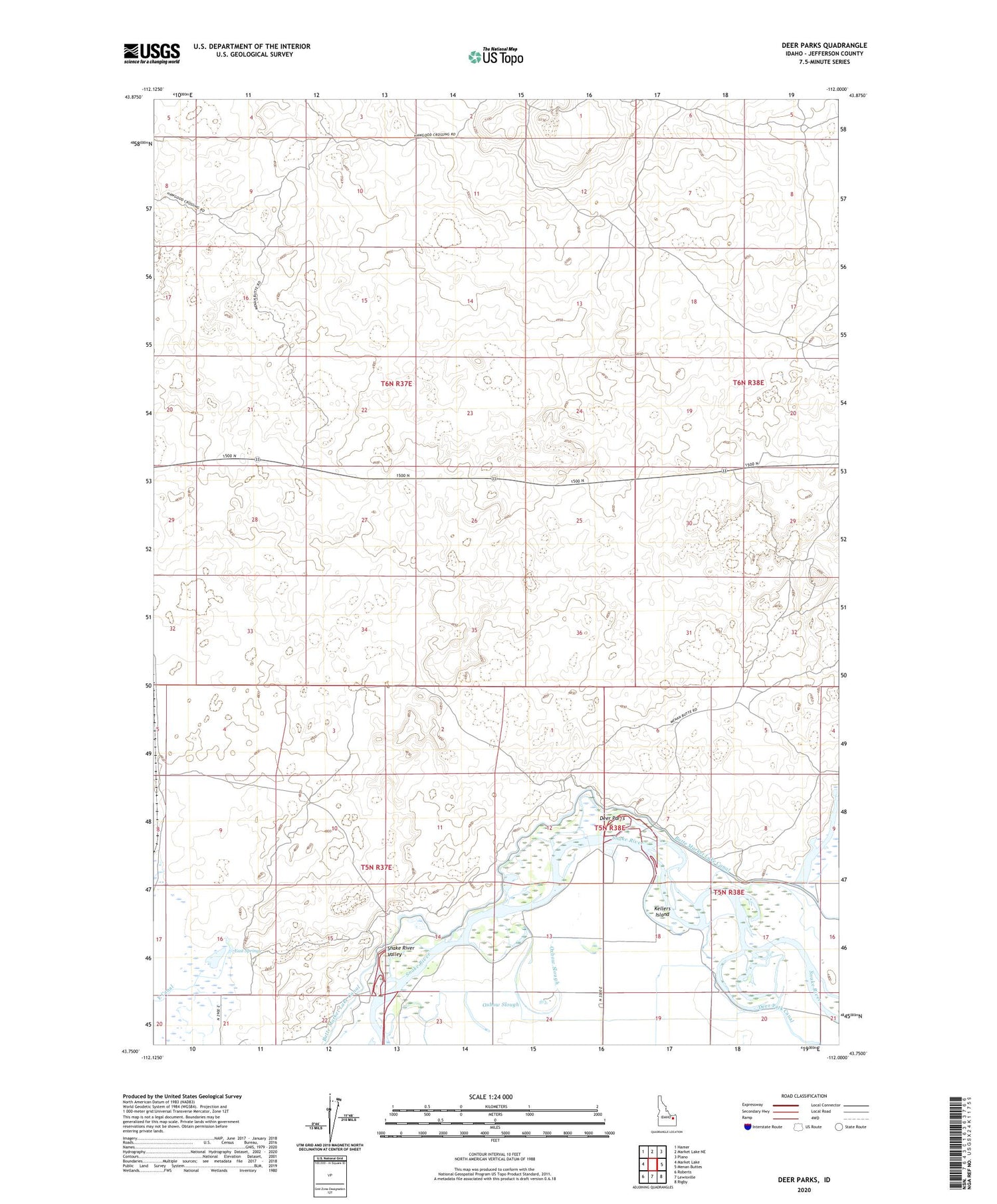 Deer Parks Idaho US Topo Map Image