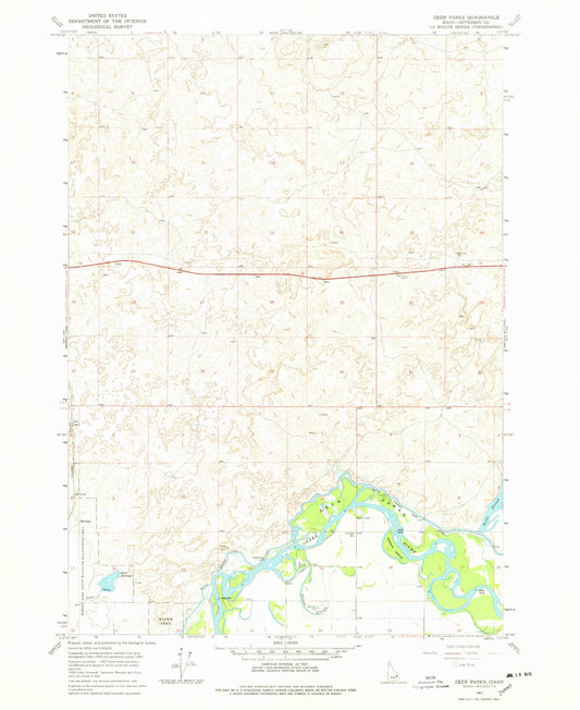 Classic USGS Deer Parks Idaho 7.5'x7.5' Topo Map Image
