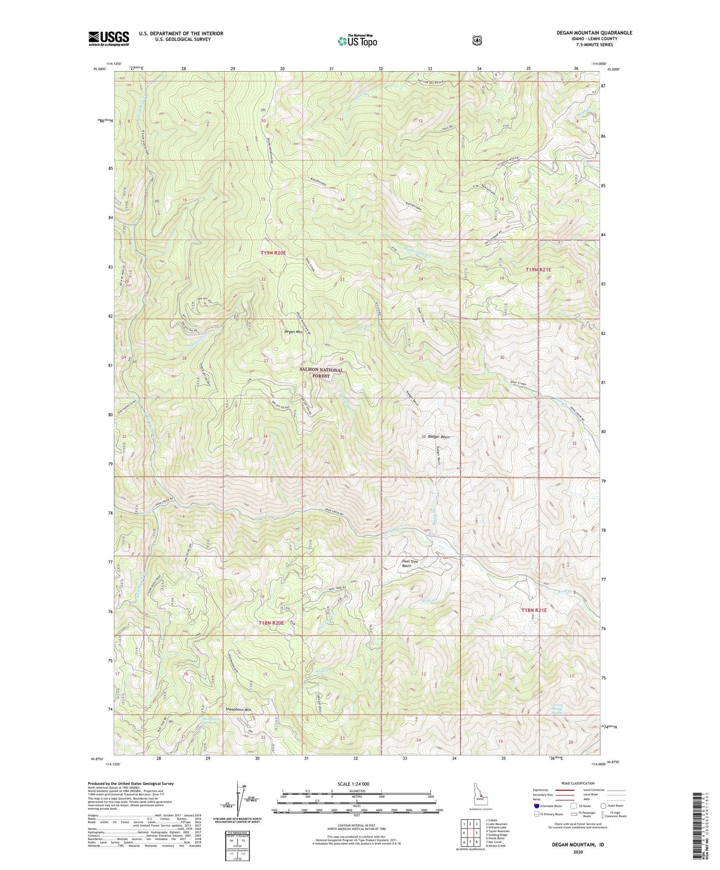 Degan Mountain Idaho US Topo Map Image
