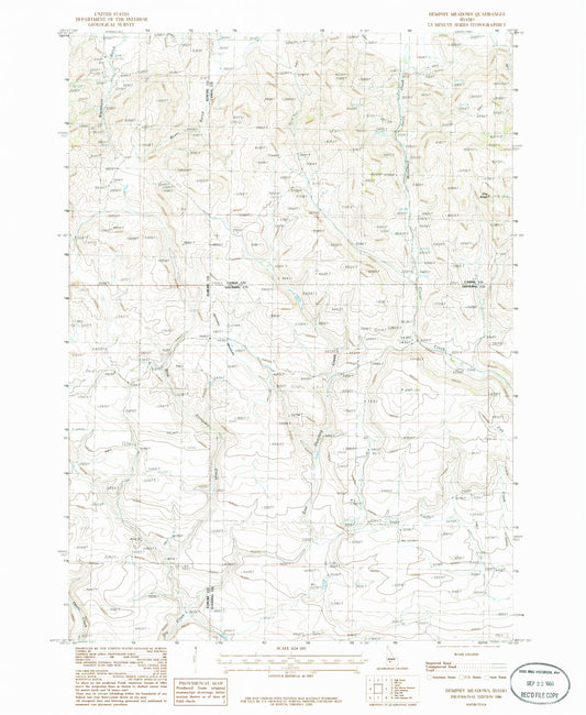 Classic USGS Dempsey Meadows Idaho 7.5'x7.5' Topo Map Image