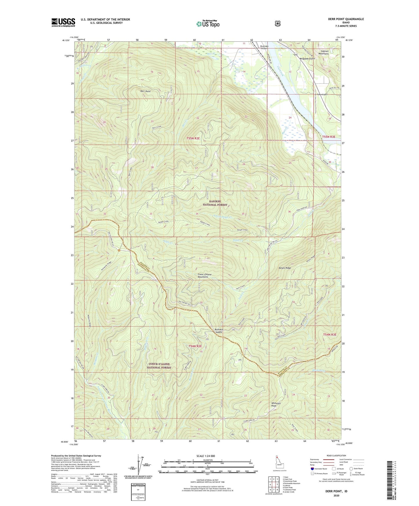 Derr Point Idaho US Topo Map Image