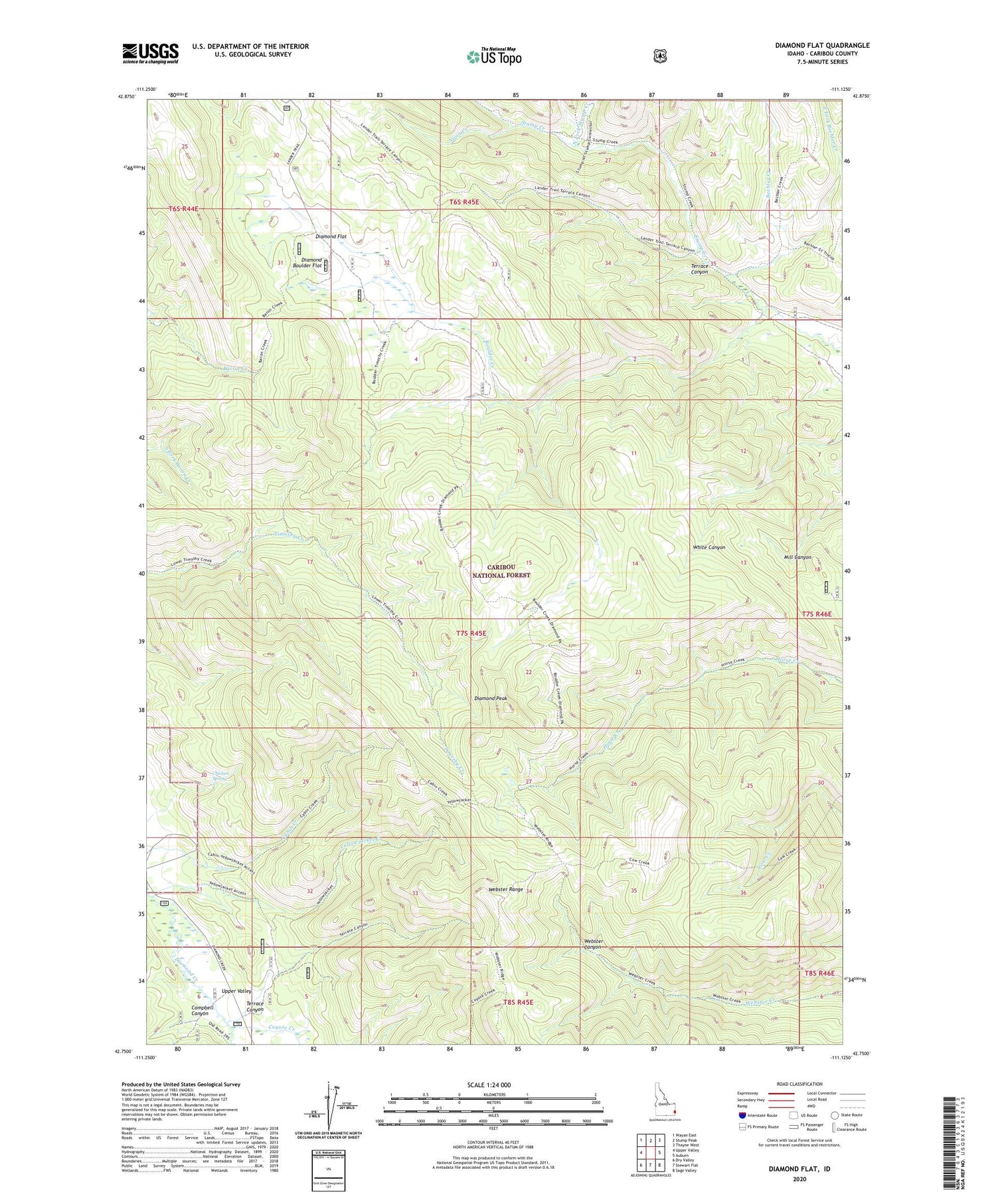 Diamond Flat Idaho US Topo Map Image