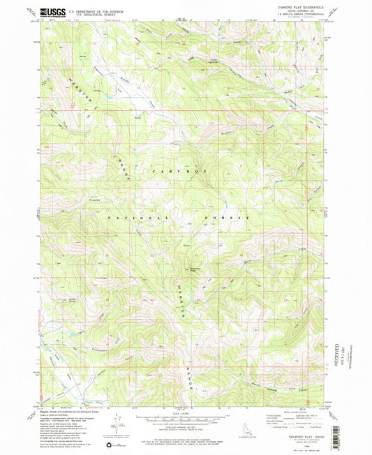 Classic USGS Diamond Flat Idaho 7.5'x7.5' Topo Map Image