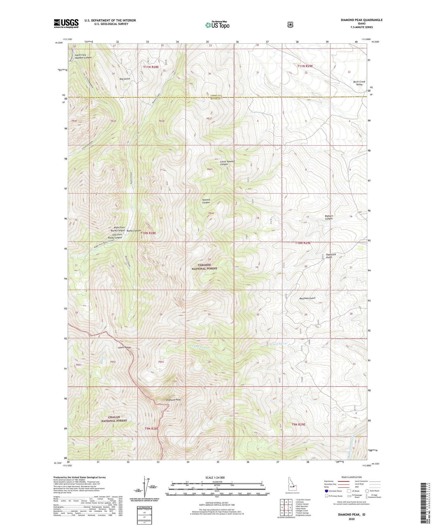 Diamond Peak Idaho US Topo Map Image