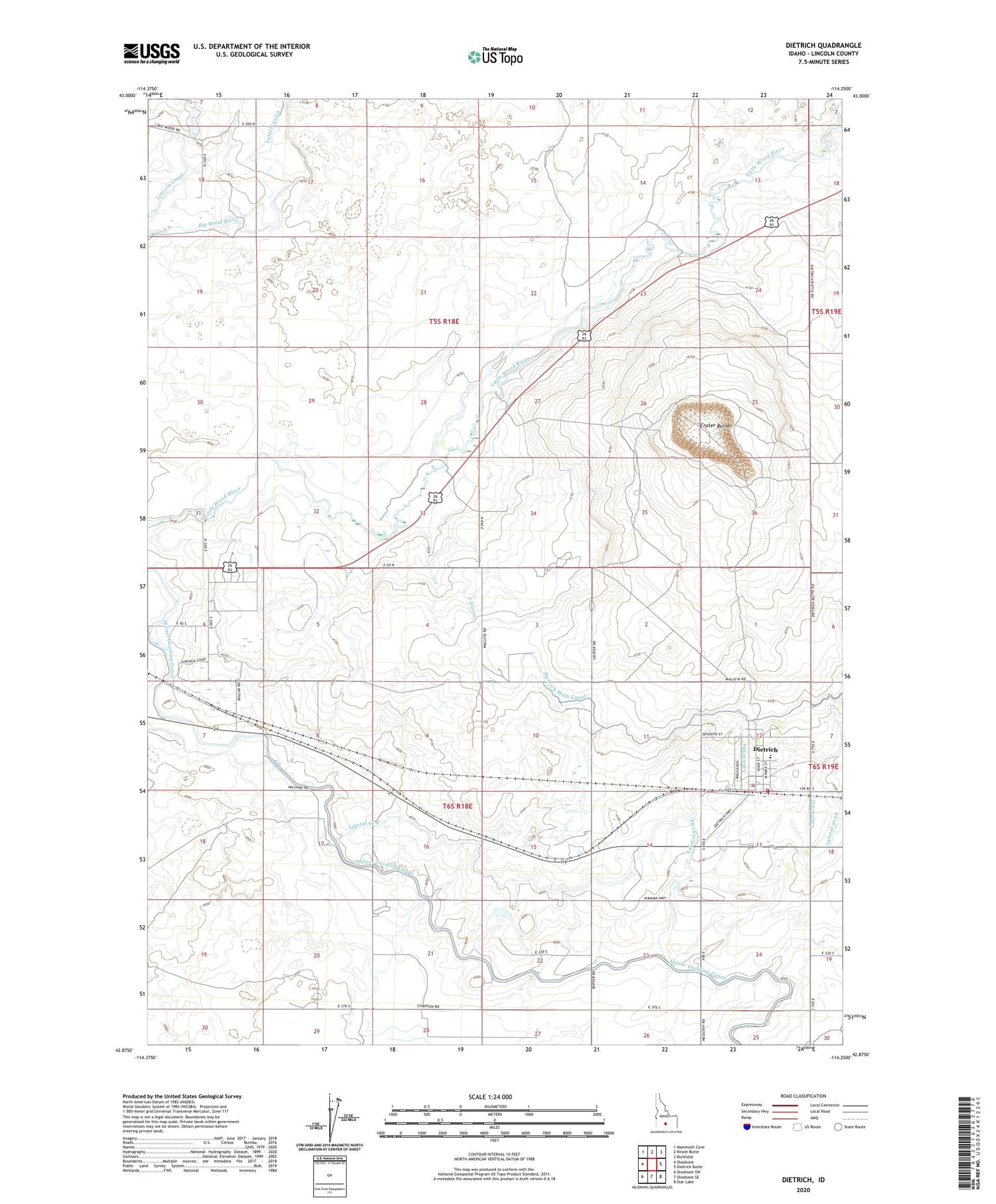 Dietrich Idaho US Topo Map Image