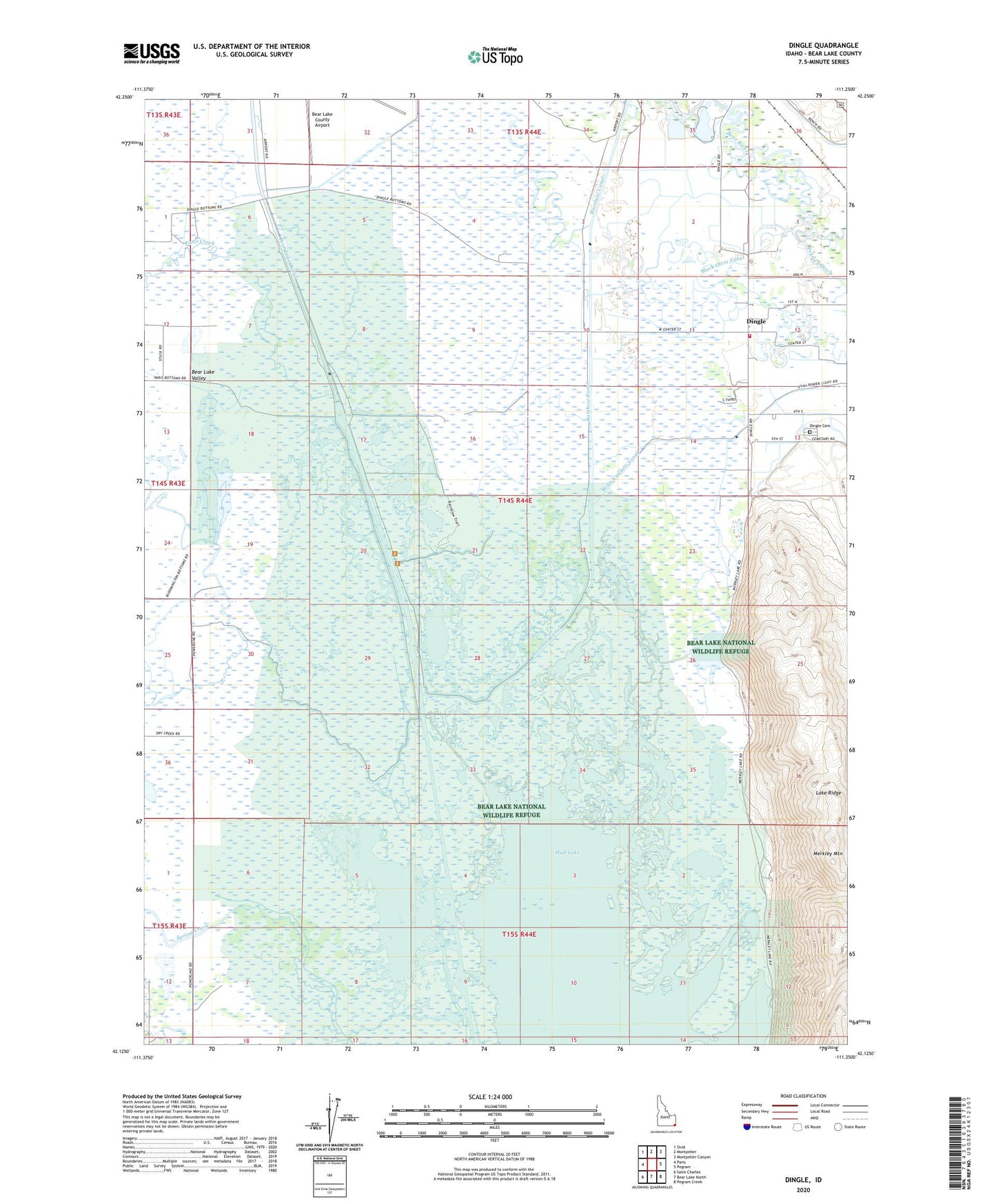 Dingle Idaho US Topo Map Image