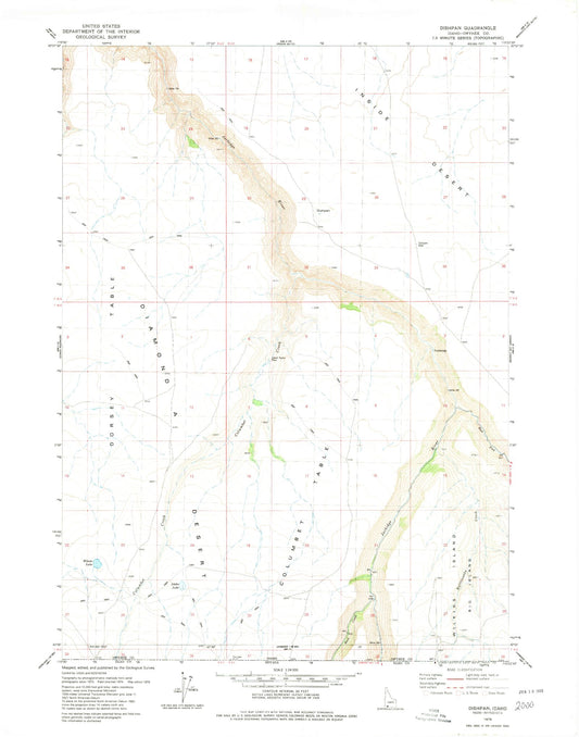Classic USGS Dishpan Idaho 7.5'x7.5' Topo Map Image