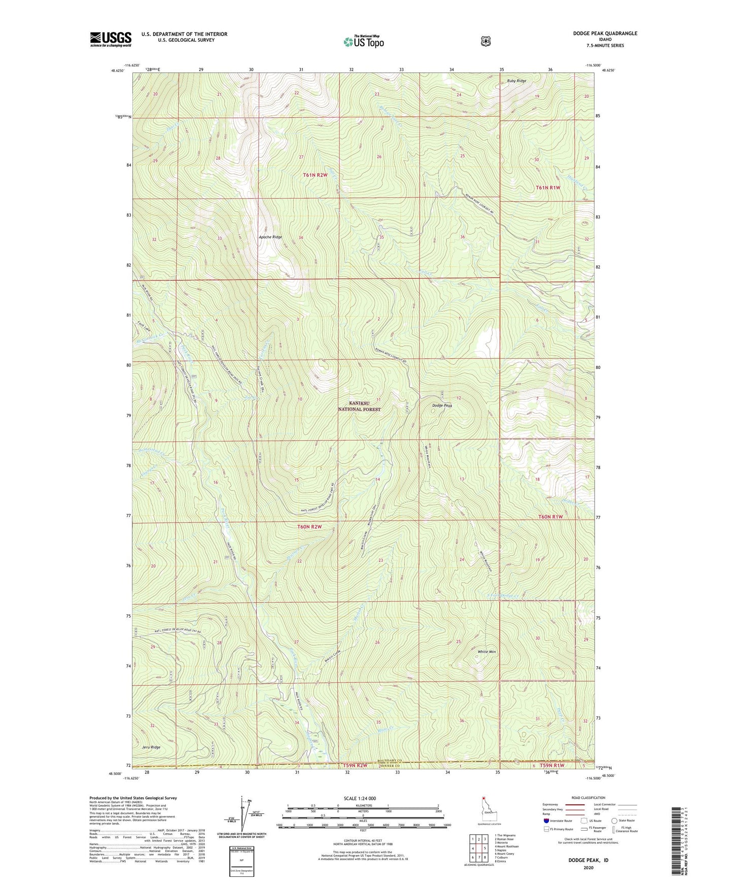 Dodge Peak Idaho US Topo Map Image