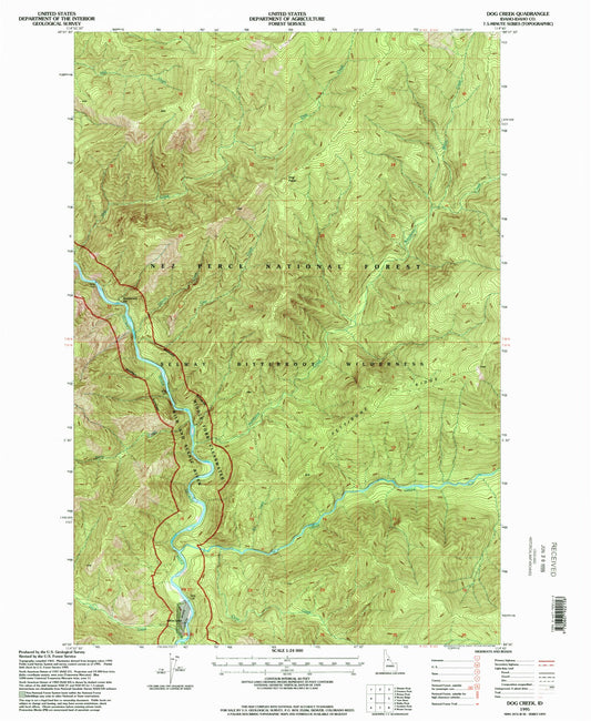 Classic USGS Dog Creek Idaho 7.5'x7.5' Topo Map Image