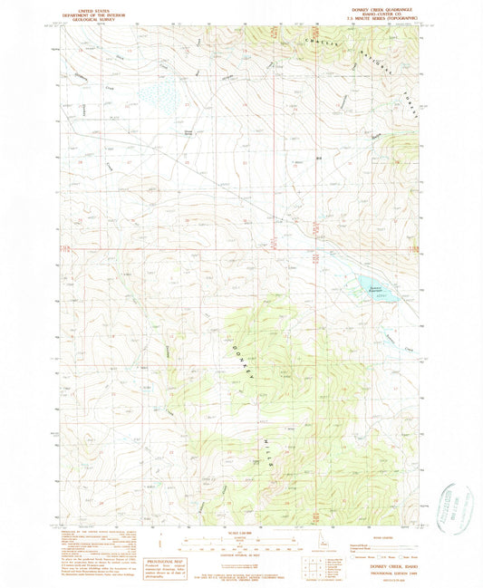 Classic USGS Donkey Creek Idaho 7.5'x7.5' Topo Map Image