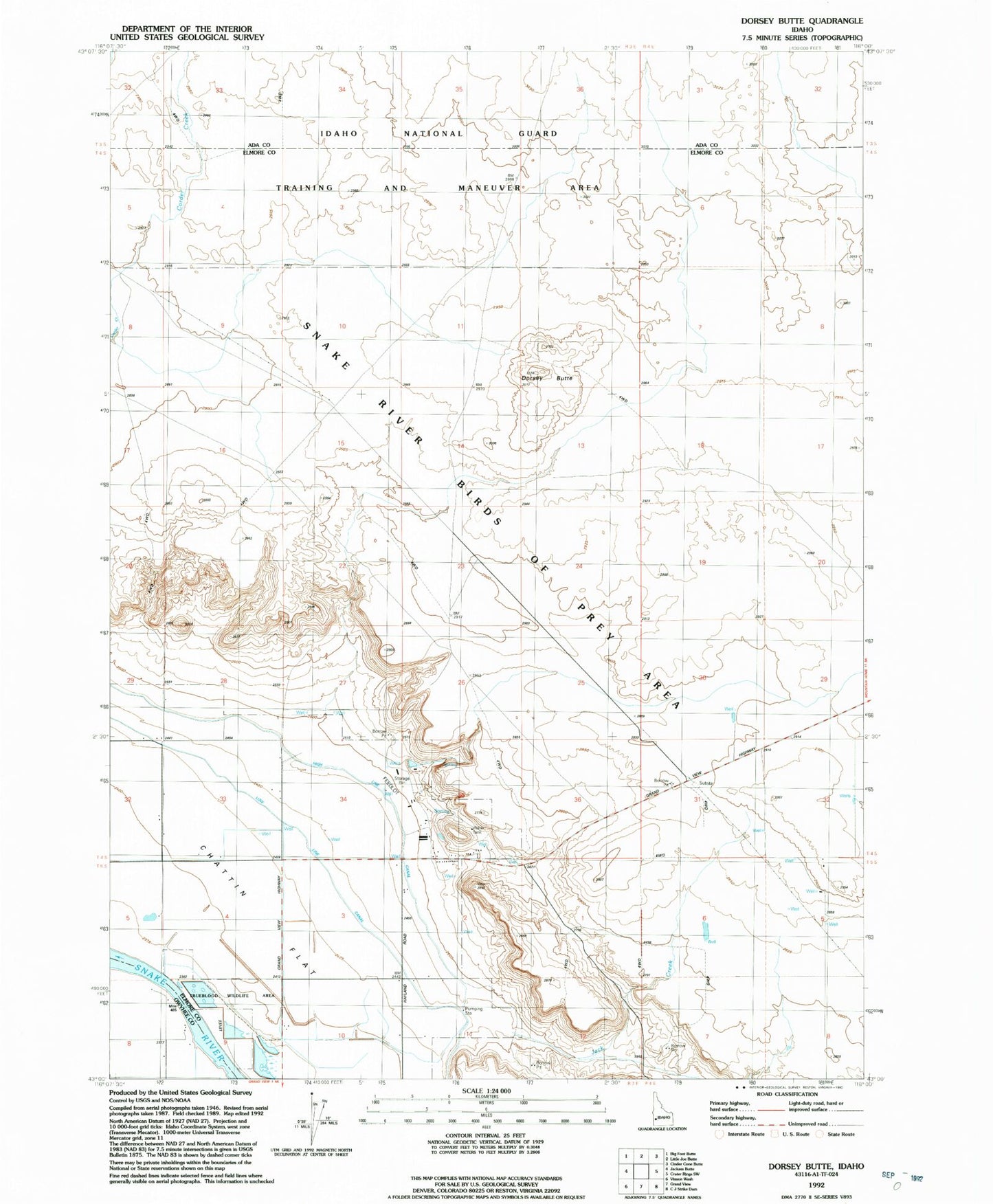 Classic USGS Dorsey Butte Idaho 7.5'x7.5' Topo Map Image