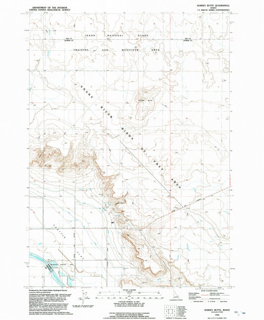 Classic USGS Dorsey Butte Idaho 7.5'x7.5' Topo Map Image