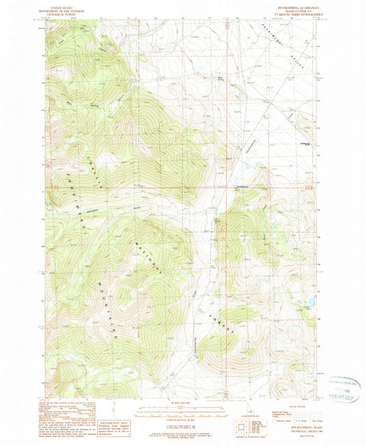 Classic USGS Doublespring Idaho 7.5'x7.5' Topo Map Image