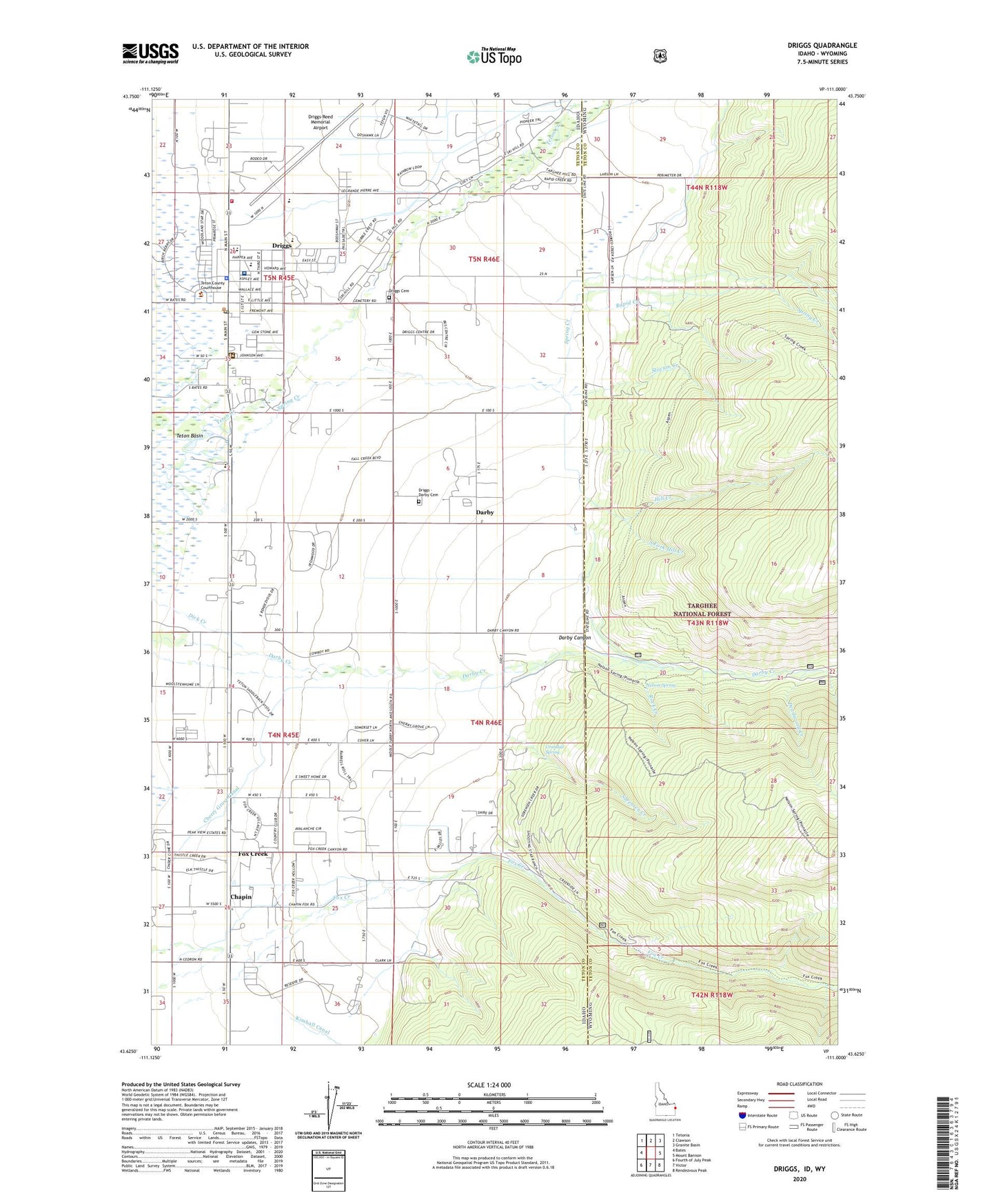 Driggs Idaho US Topo Map Image