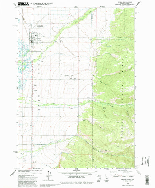 Classic USGS Driggs Idaho 7.5'x7.5' Topo Map Image