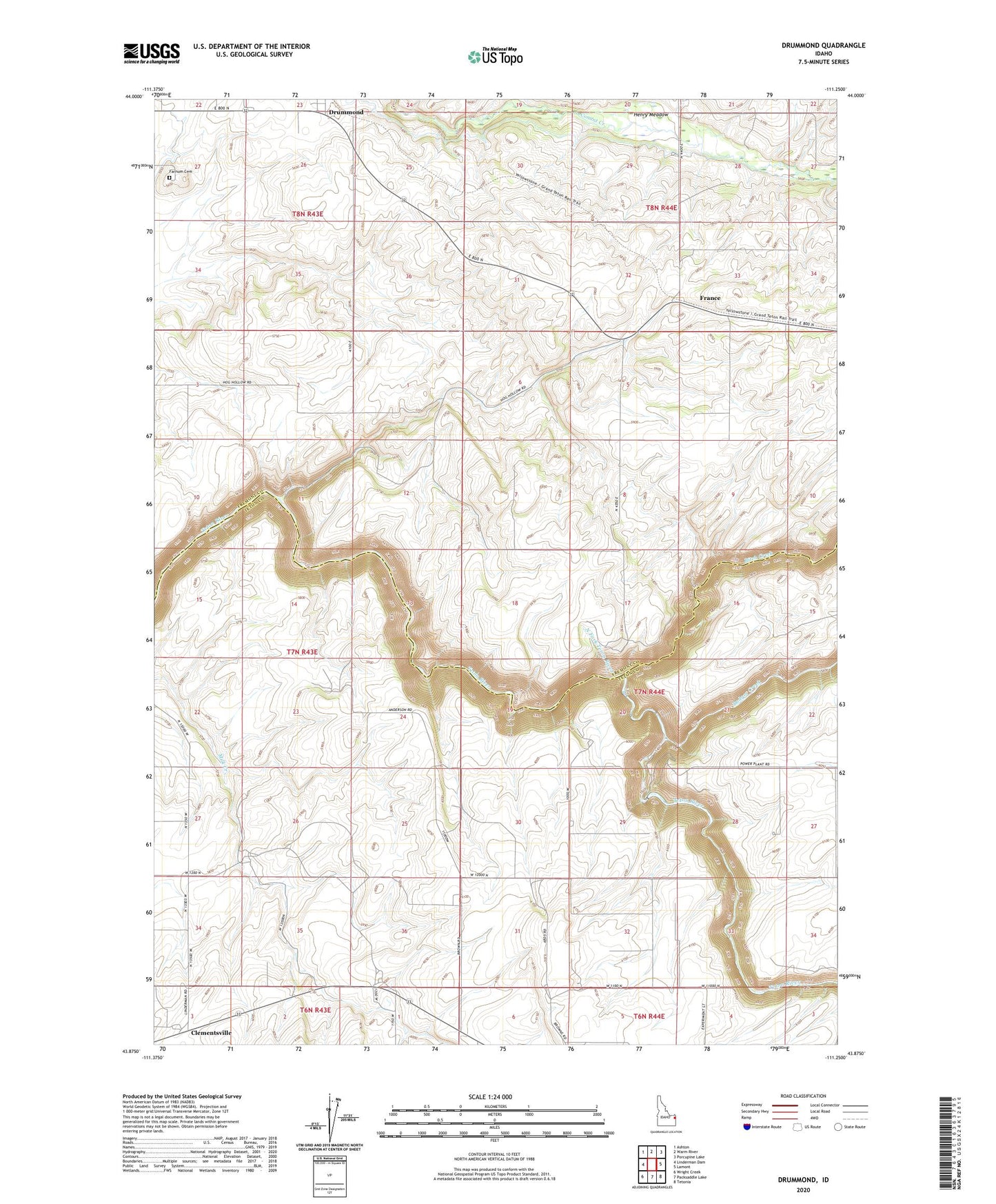 Drummond Idaho US Topo Map Image