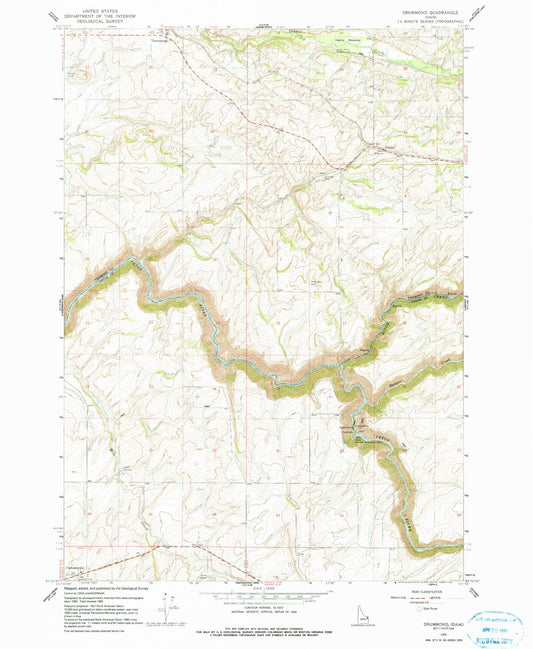 Classic USGS Drummond Idaho 7.5'x7.5' Topo Map Image