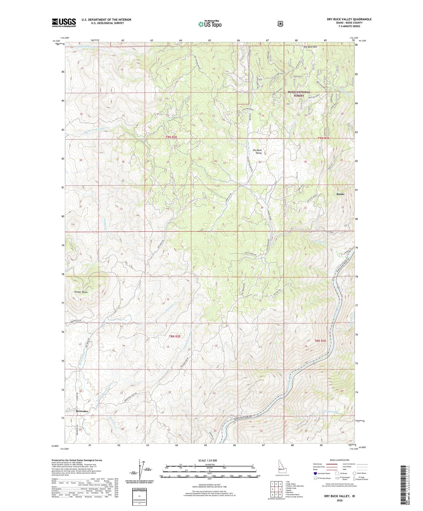 Dry Buck Valley Idaho US Topo Map Image