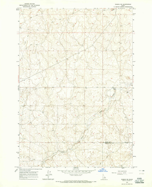 Classic USGS Dubois NE Idaho 7.5'x7.5' Topo Map Image