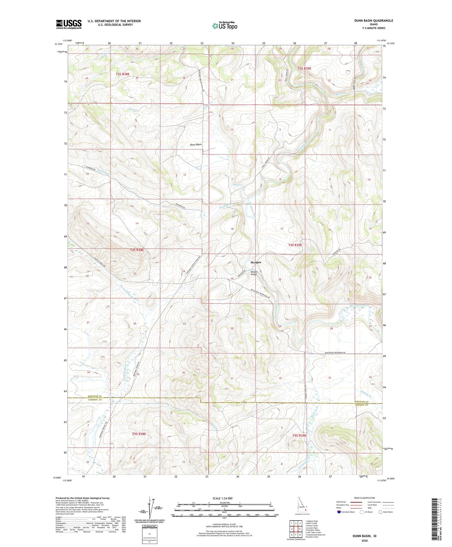 Dunn Basin Idaho US Topo Map Image