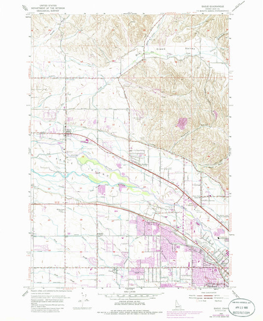 Classic USGS Eagle Idaho 7.5'x7.5' Topo Map Image