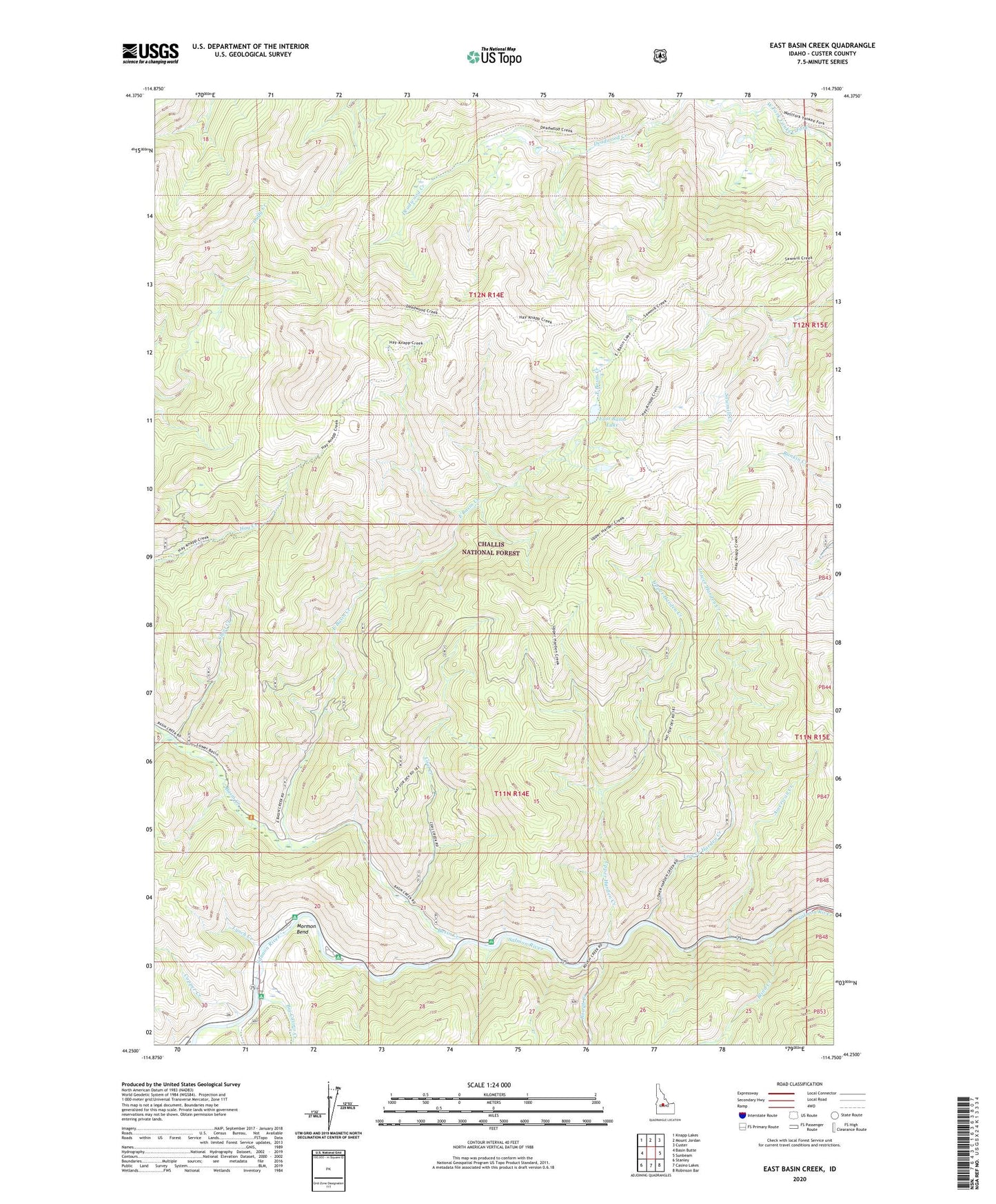 East Basin Creek Idaho US Topo Map Image