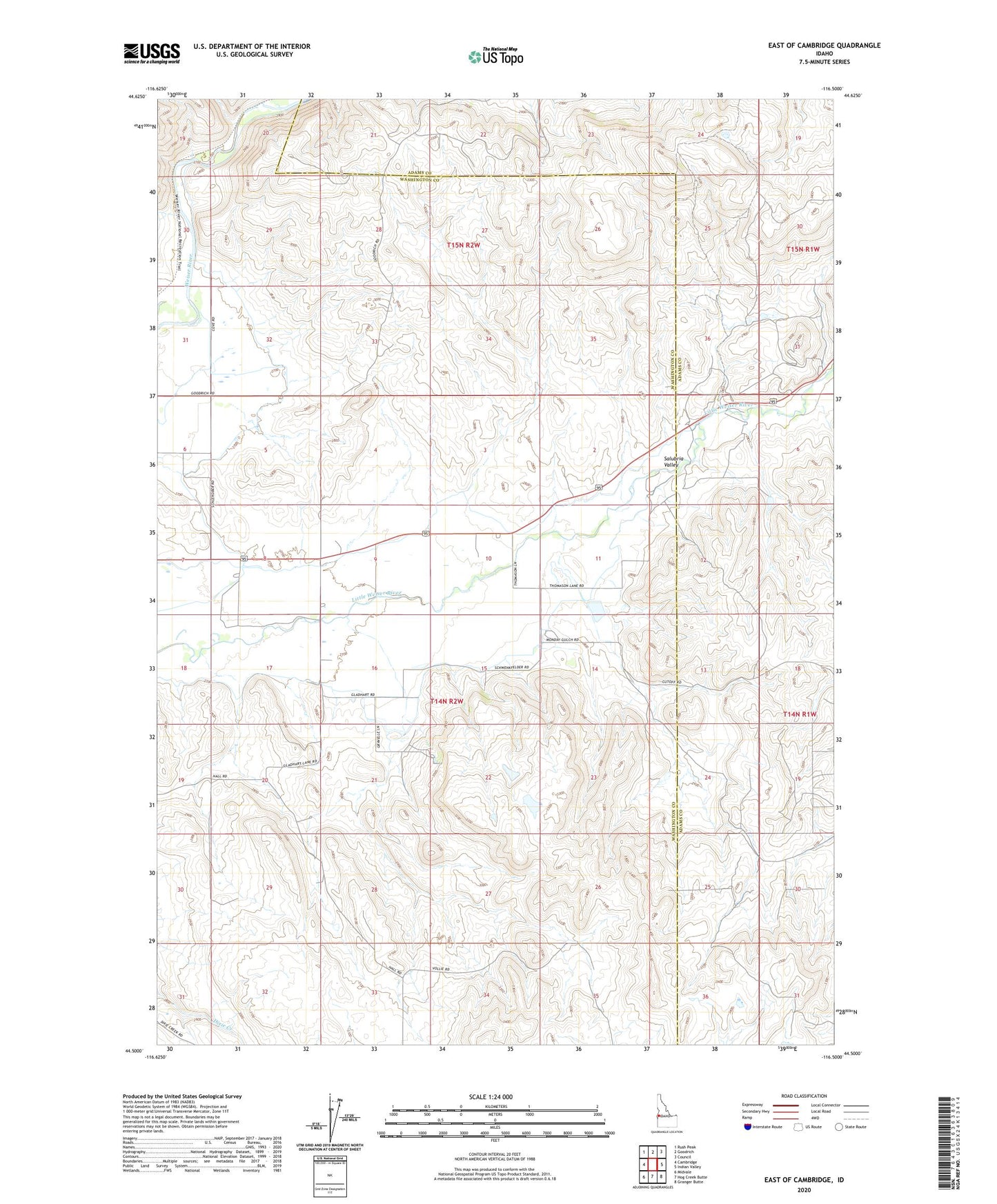 East of Cambridge Idaho US Topo Map Image