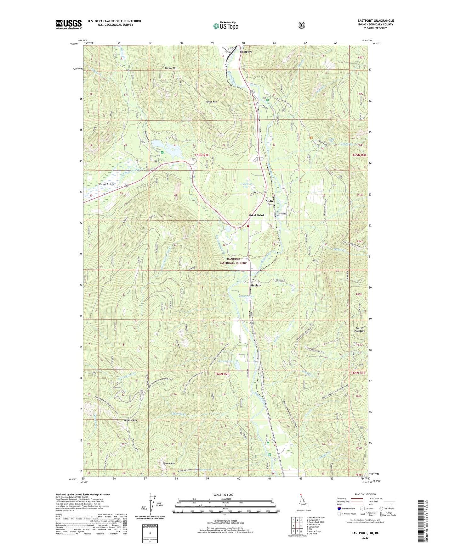 Eastport Idaho US Topo Map Image