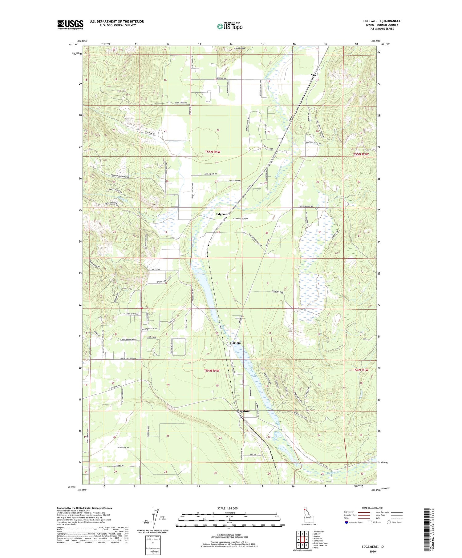 Edgemere Idaho US Topo Map Image