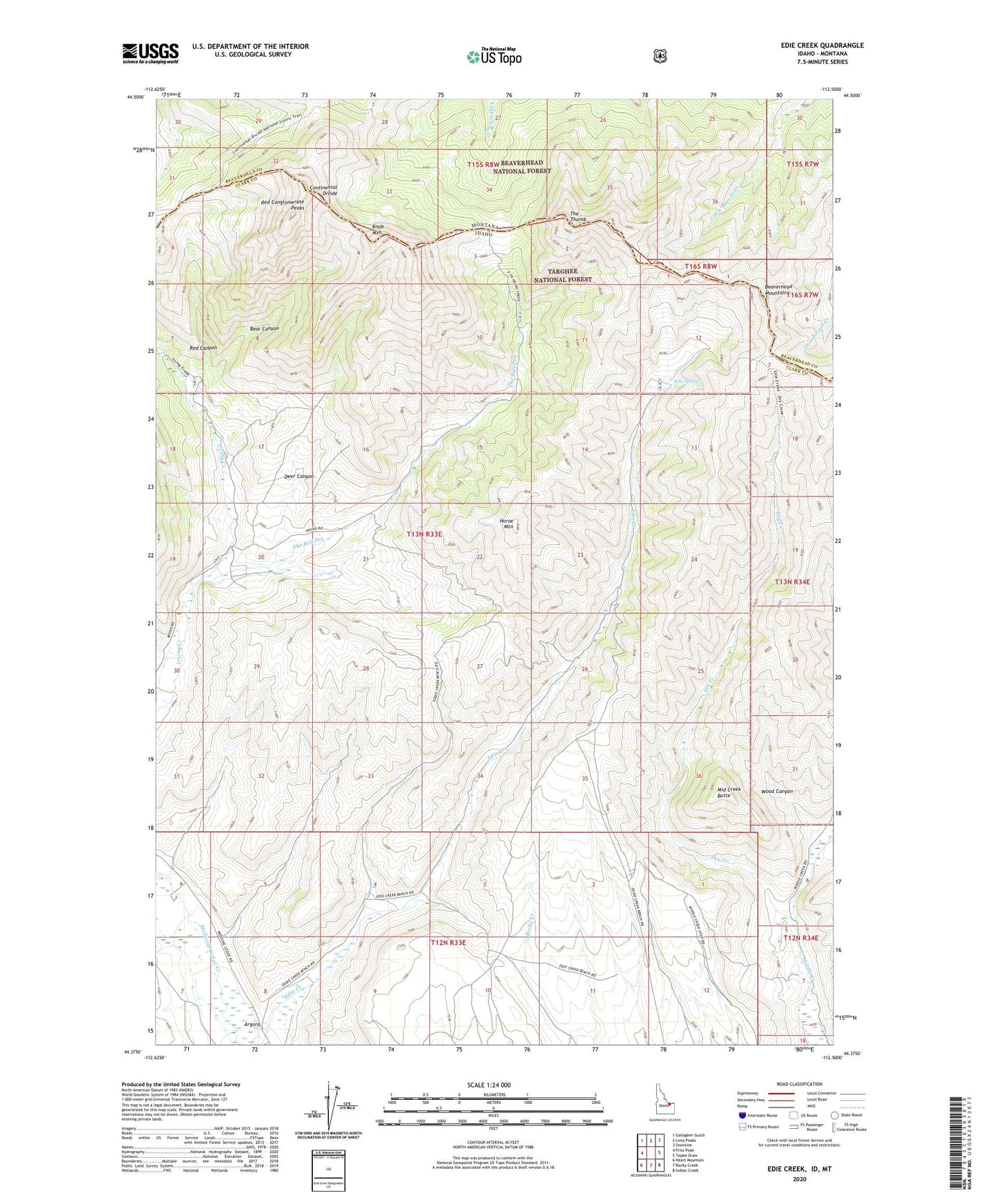 Edie Creek Idaho US Topo Map Image