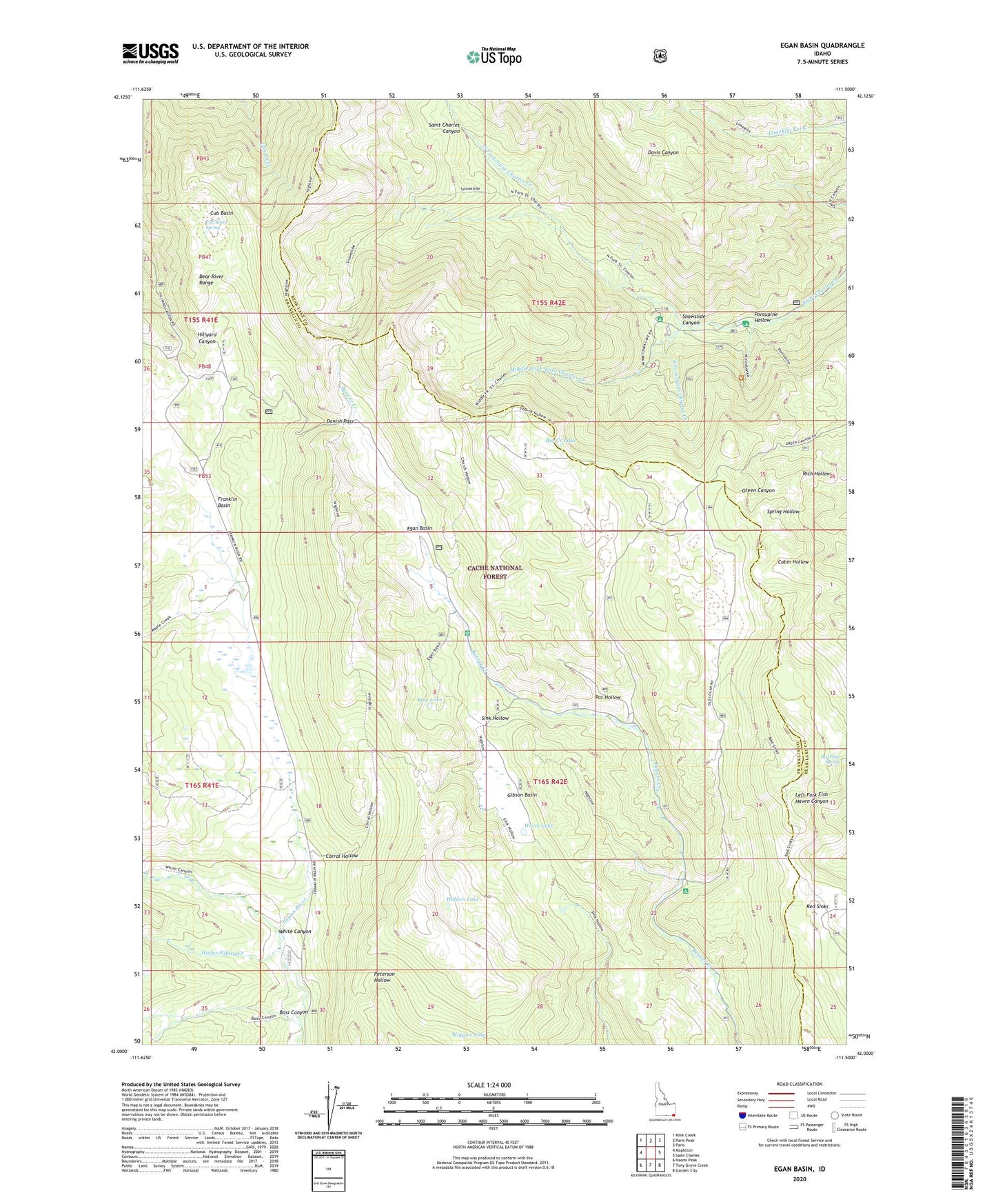 Egan Basin Idaho US Topo Map Image