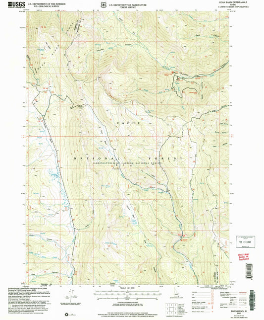 Classic USGS Egan Basin Idaho 7.5'x7.5' Topo Map Image