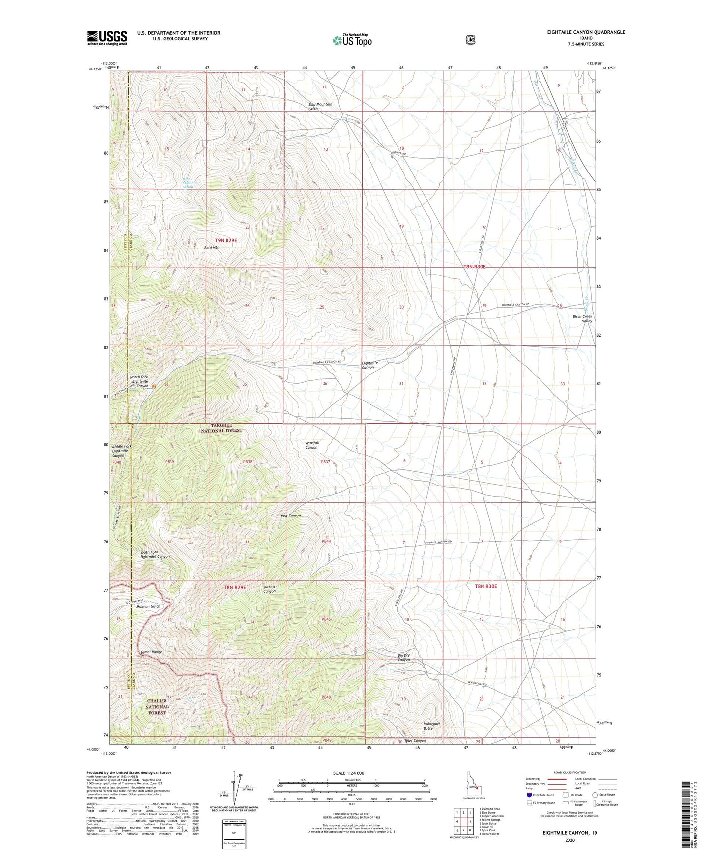 Eightmile Canyon Idaho US Topo Map Image