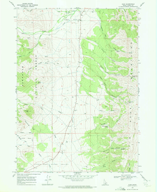 Classic USGS Elba Idaho 7.5'x7.5' Topo Map Image