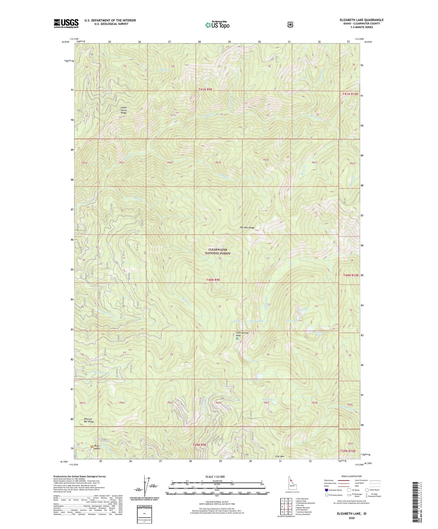 Elizabeth Lake Idaho US Topo Map Image