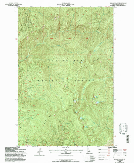 Classic USGS Elizabeth Lake Idaho 7.5'x7.5' Topo Map Image