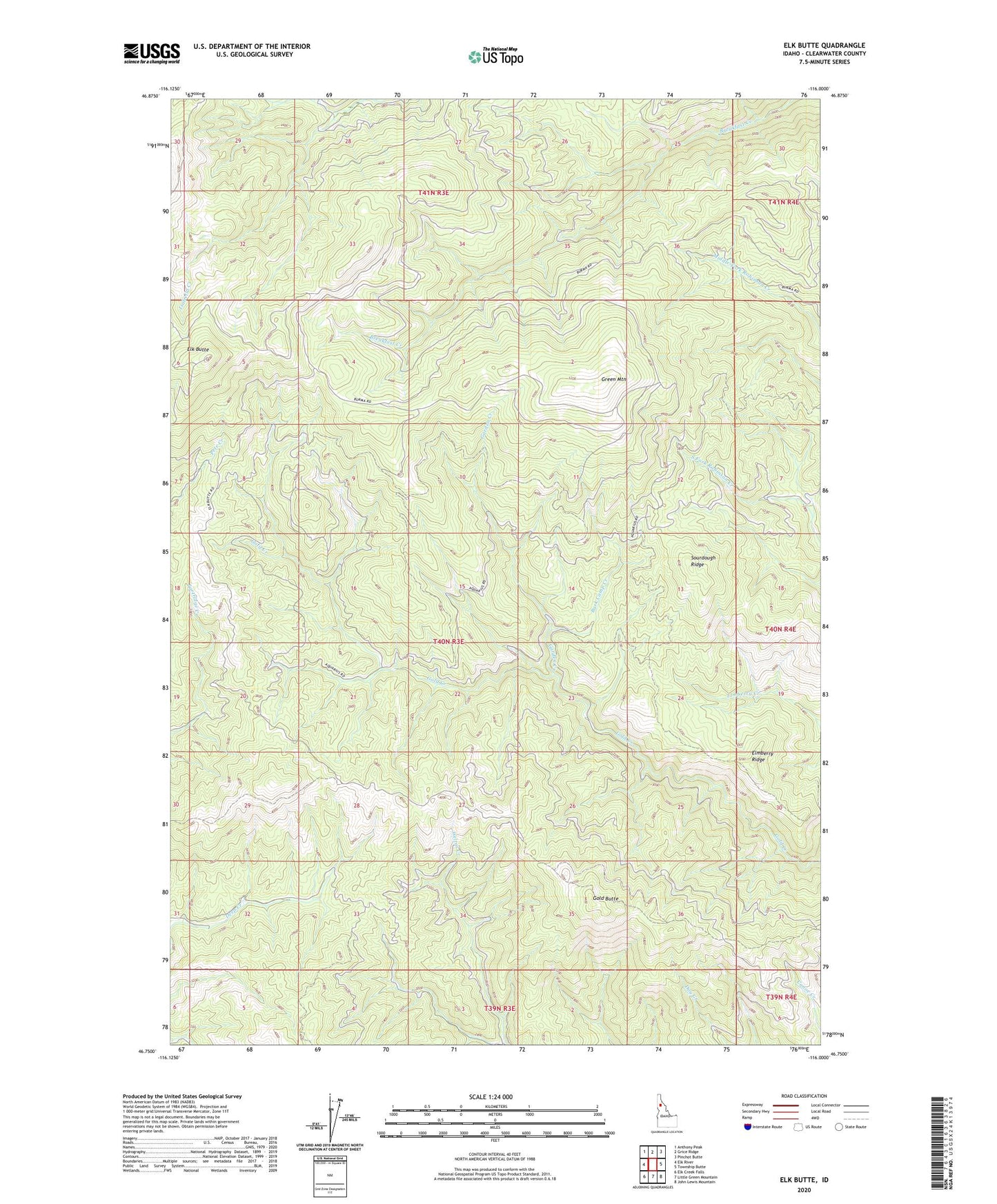 Elk Butte Idaho US Topo Map Image