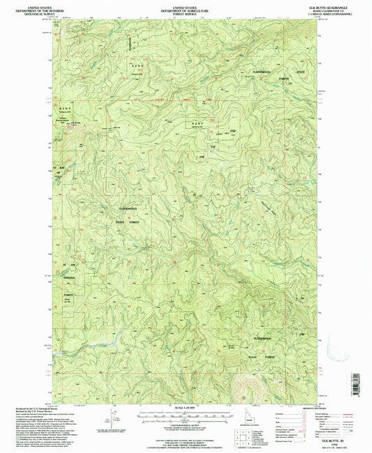 Classic USGS Elk Butte Idaho 7.5'x7.5' Topo Map Image