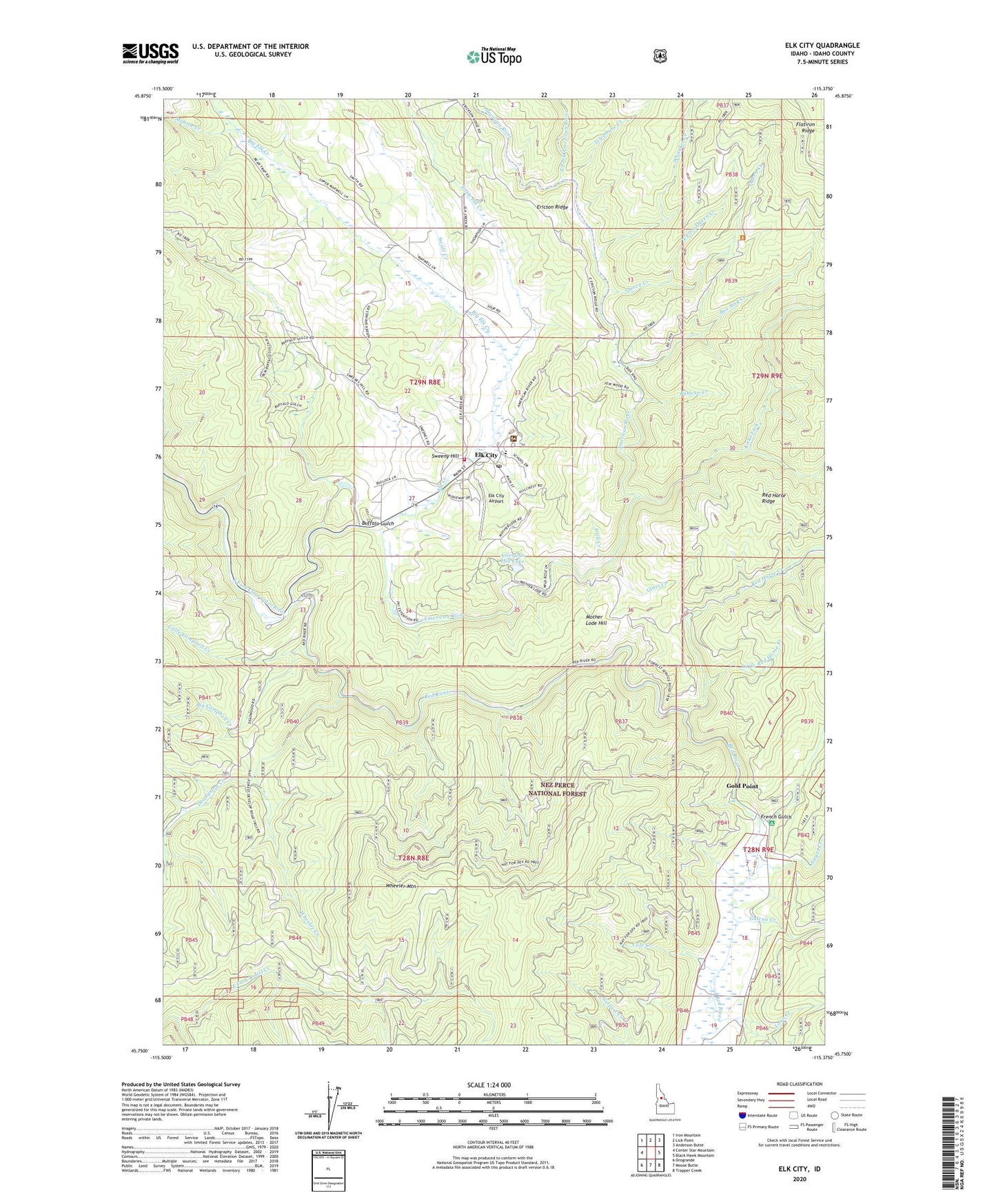 Elk City Idaho US Topo Map Image