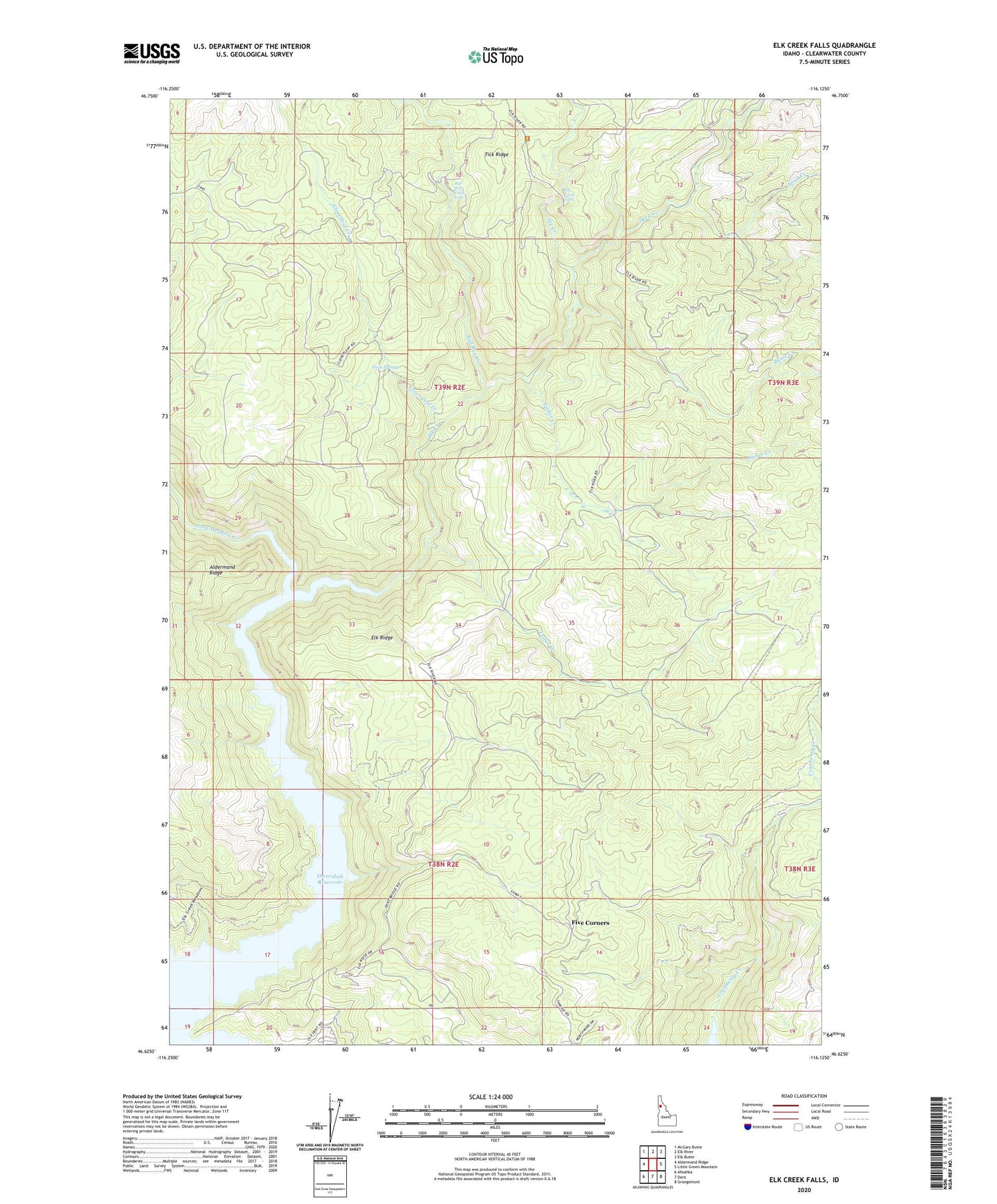 Elk Creek Falls Idaho US Topo Map Image