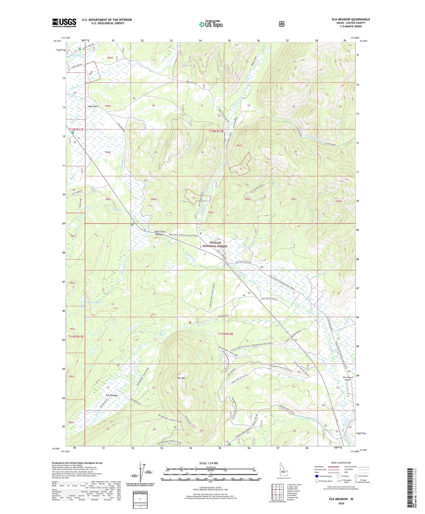 Elk Meadow Idaho US Topo Map Image