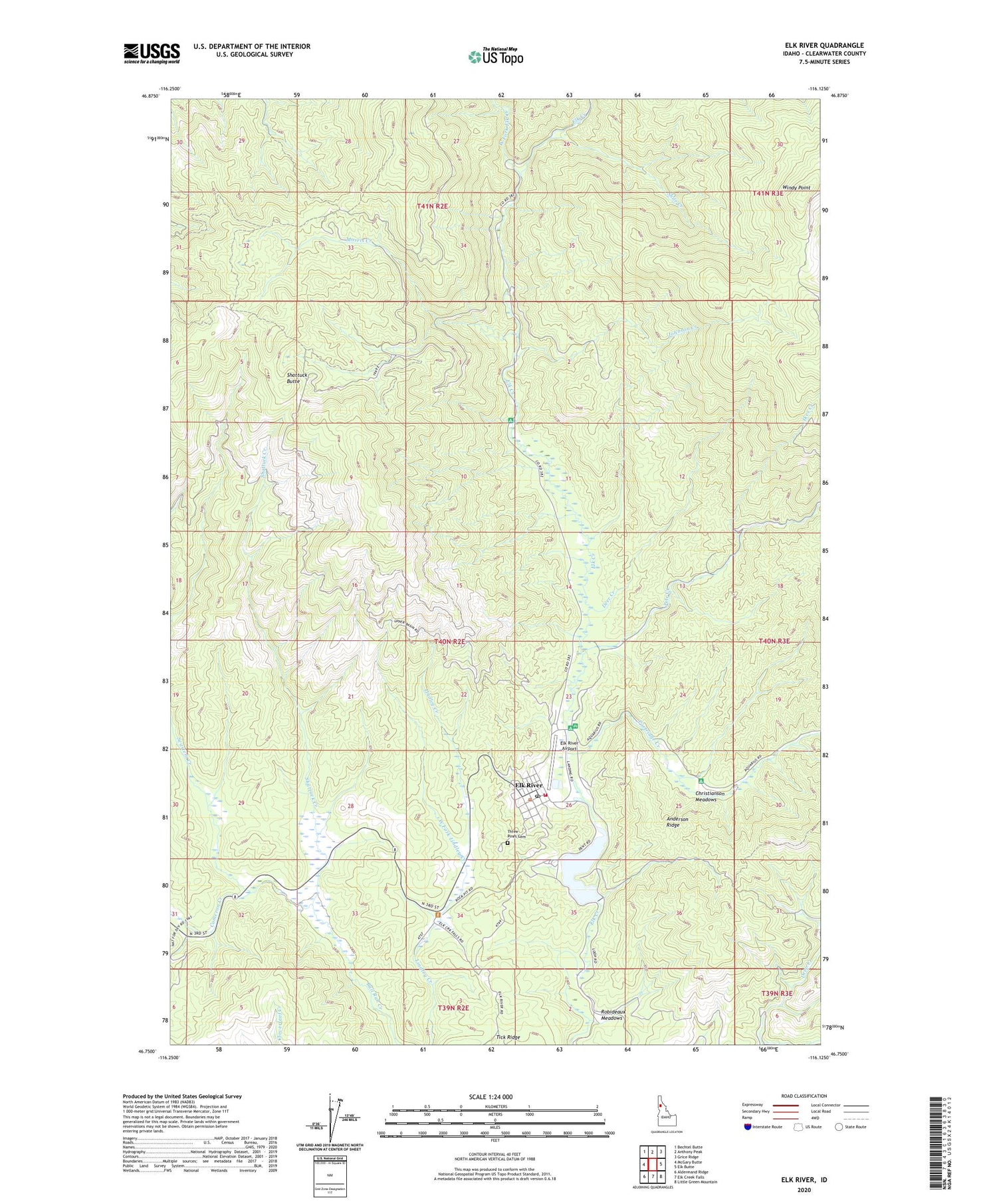 Elk River Idaho US Topo Map Image