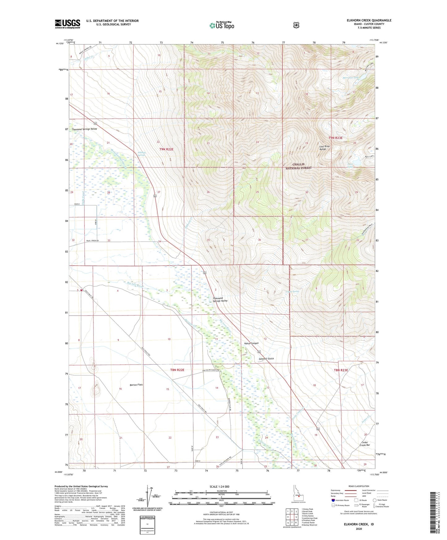 Elkhorn Creek Idaho US Topo Map Image