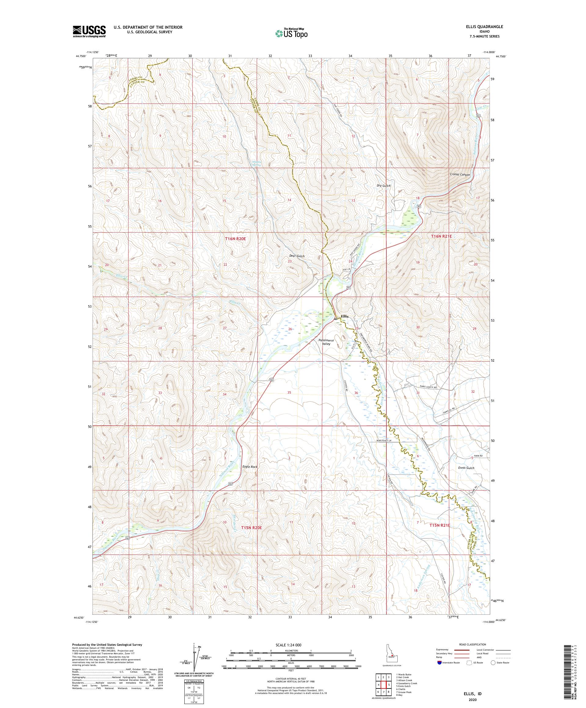 Ellis Idaho US Topo Map – MyTopo Map Store