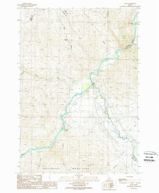 Classic USGS Ellis Idaho 7.5'x7.5' Topo Map Image