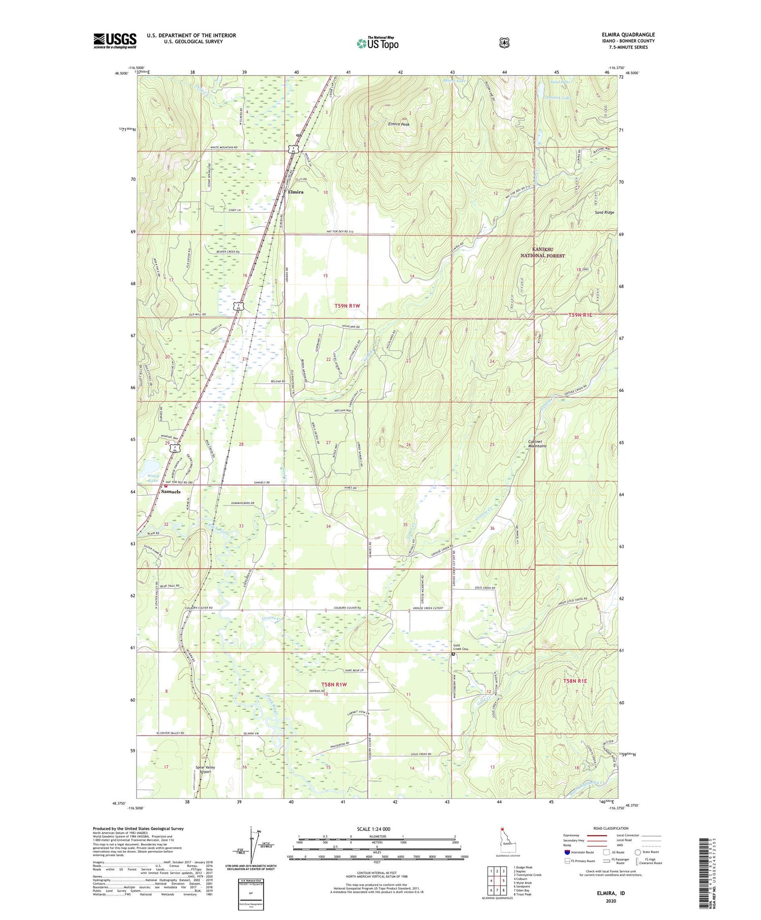 Elmira Idaho US Topo Map Image