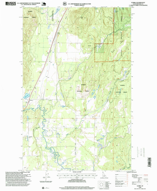 Classic USGS Elmira Idaho 7.5'x7.5' Topo Map Image