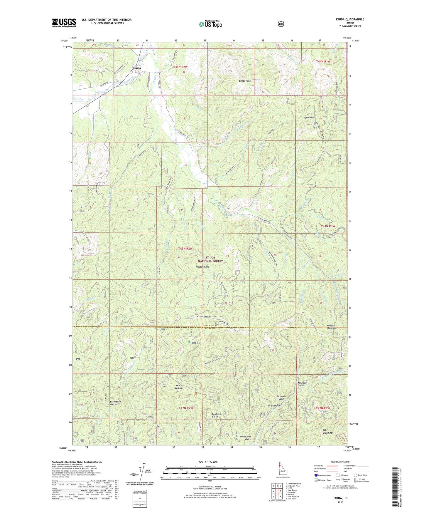 Emida Idaho US Topo Map Image